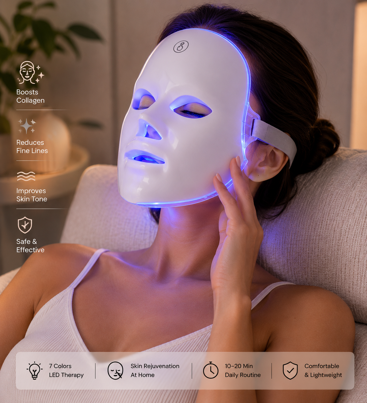 GlowNest 7-Color LED Light Therapy Face Mask
